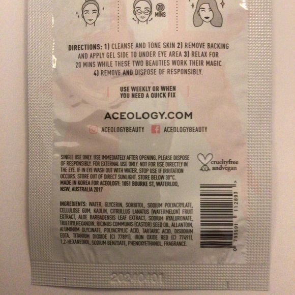 ACEOLOGY HYDRO GLOW EYE MASKS NWT - Picture 7 of 9